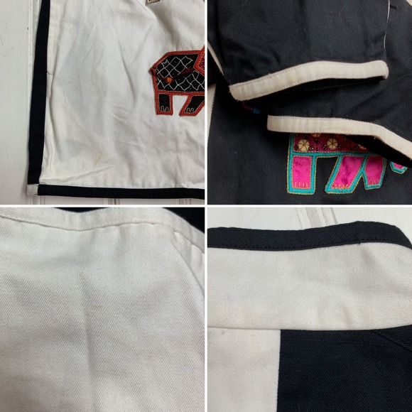 Vintage Drapers & Damons XL Elephant Embroidered Patch Tunic Jacket White Boho - Picture 6 of 10